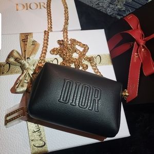 Dior black & gold crossbody cosmetic bag